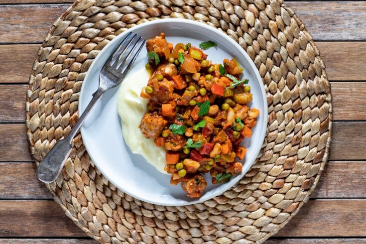 sausage and bean stew with mash