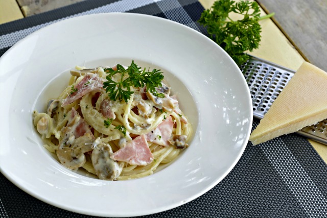 Mushroom Carbonara with Bacon