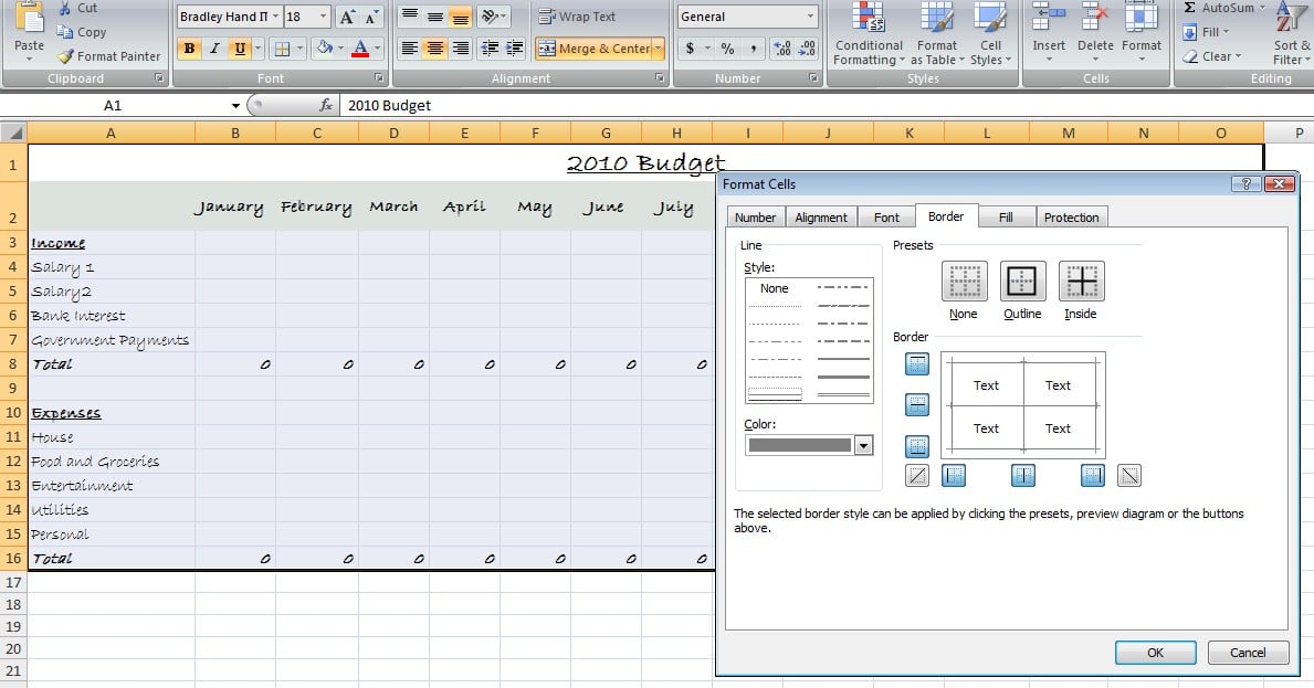 create a simple budget using excel basic budgeting