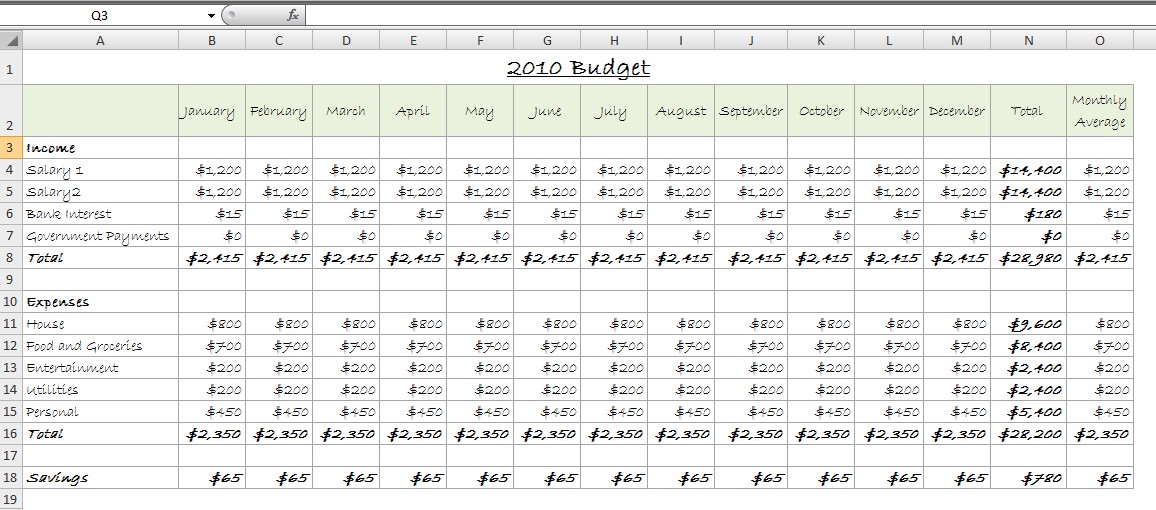 create a simple budget using excel