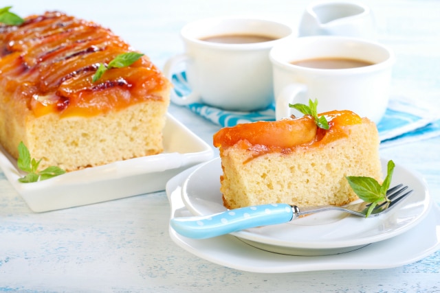 Enjoy a Frugal High Tea with this Caramel Peach Upside Down Cake