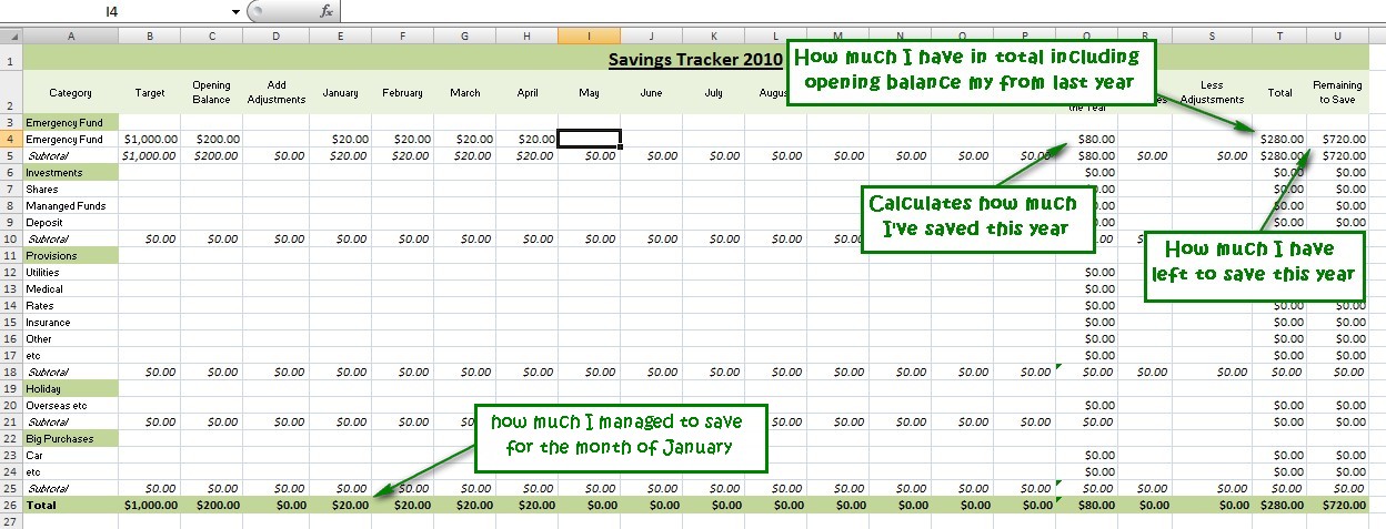 track your savings using excel