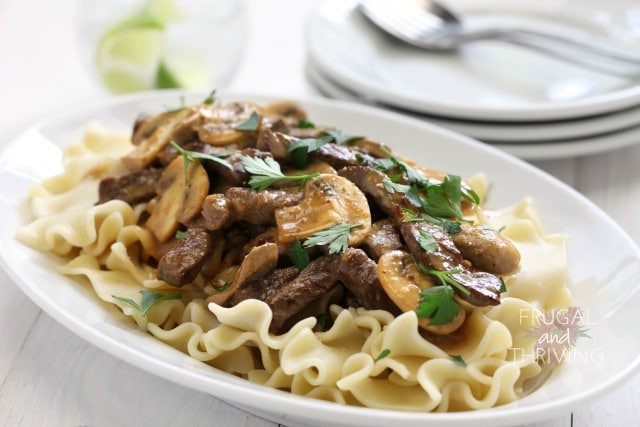 frugal meat meals: traditional beef stroganoff