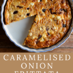 caramelised onion frittata pinterest pin