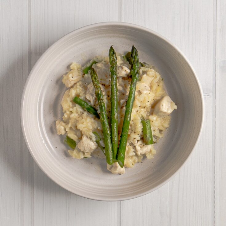 asparagus risotto in a bowl