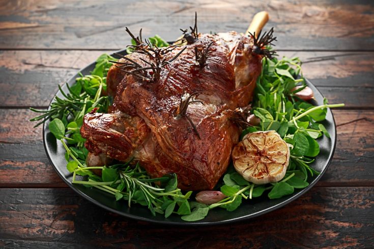 traditional lamb roast with rosemary and garlic