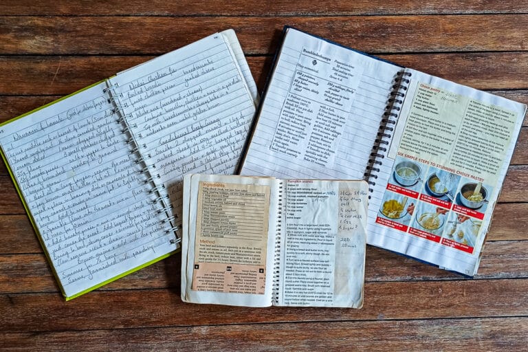 inside spread of homemade recipe books