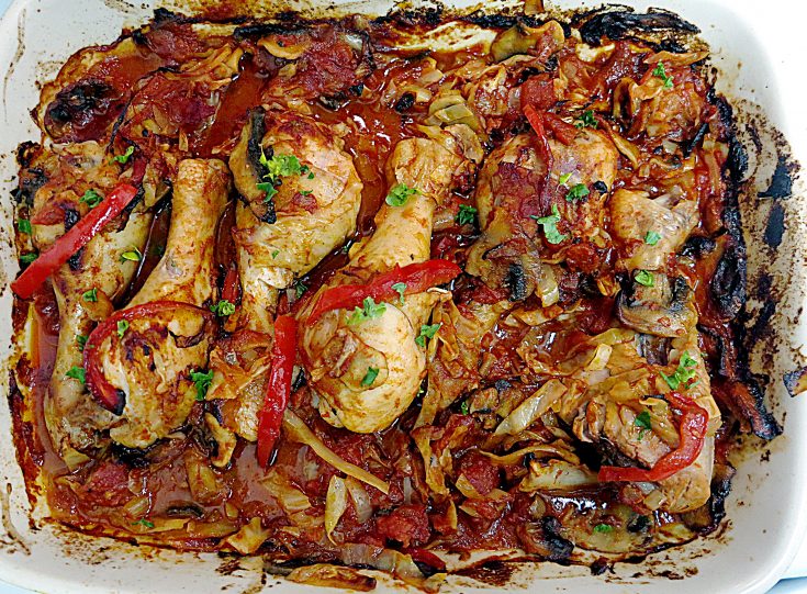 Paprika Chicken Drumsticks with Cabbage