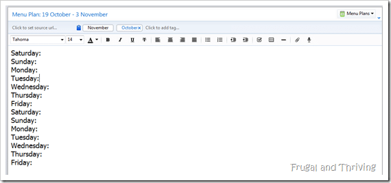 using evernote for menu planning