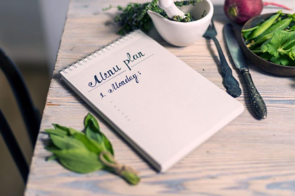 iStock_000013497313Small monday meal plan on notebook surrounded by ingredients