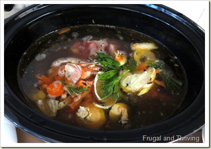 Pork stock from leftover bones and vegetable scraps | Frugal and Thriving
