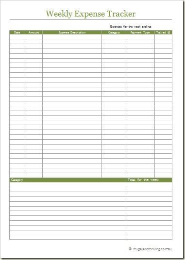 Weekly Expense Sheet