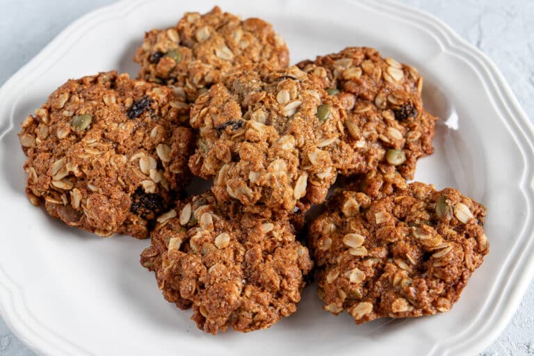oat and sultana cookies plated