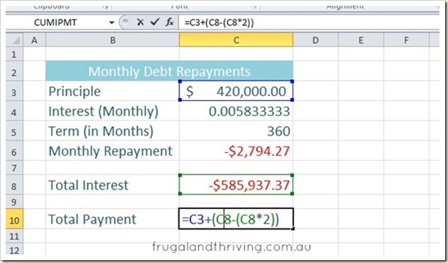 6. Calculating debt repayment with PMT