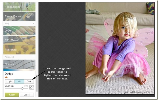 Using dodge in PickMonkey to lighten face Using dodge in PickMonkey to lighten face