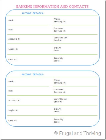 banking and account details