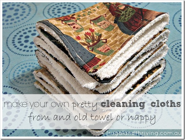 homemade cleaning cloths from an old towel