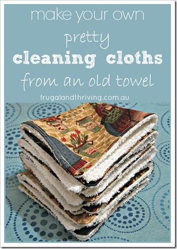 homemade cleaning cloths from an old towel | Frugal and Thrivnig