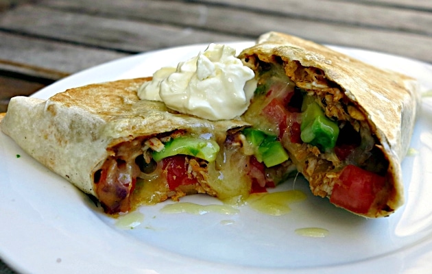 stretch your grocery budget with leftover roast chicken burritos