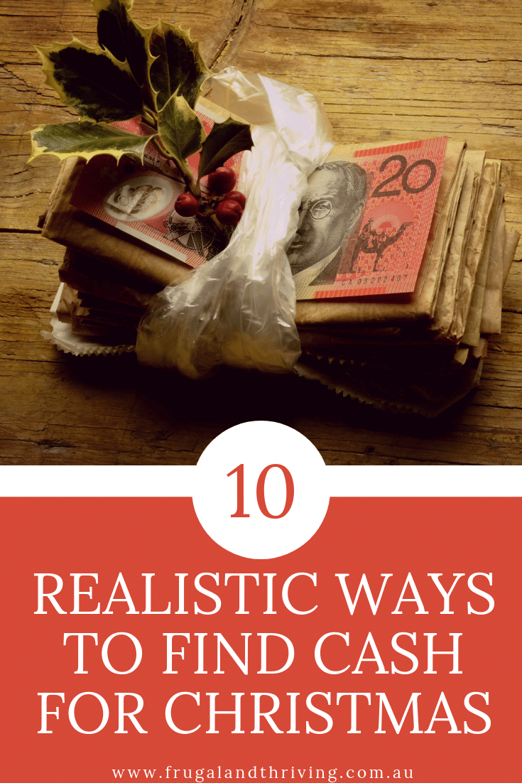 Avoid Christmas debt by savings for Christmas now. Here are 10 easy and realistic ways to find extra cash for Christmas so you can have a happy new year. #frugalliving #frugalChristmas