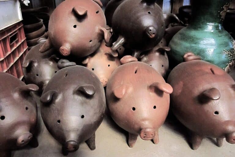 wooden piggy banks representing forgotten expenses