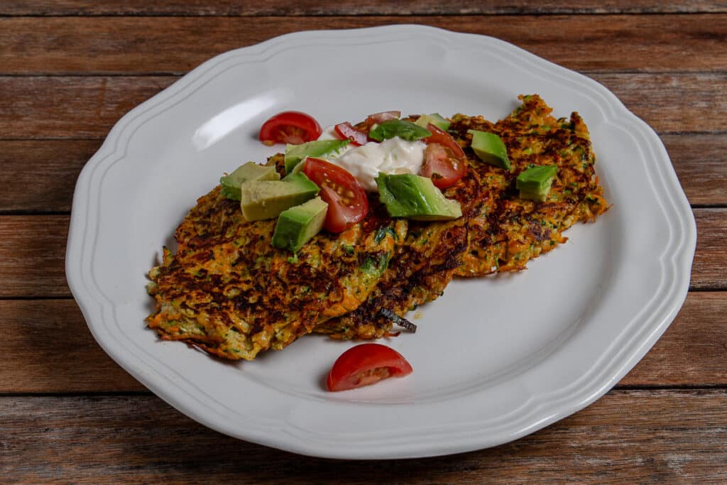 loaded zucchini fritters