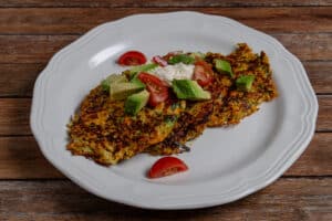 loaded zucchini fritters