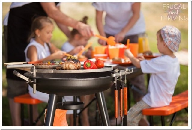 Family having a barbecue