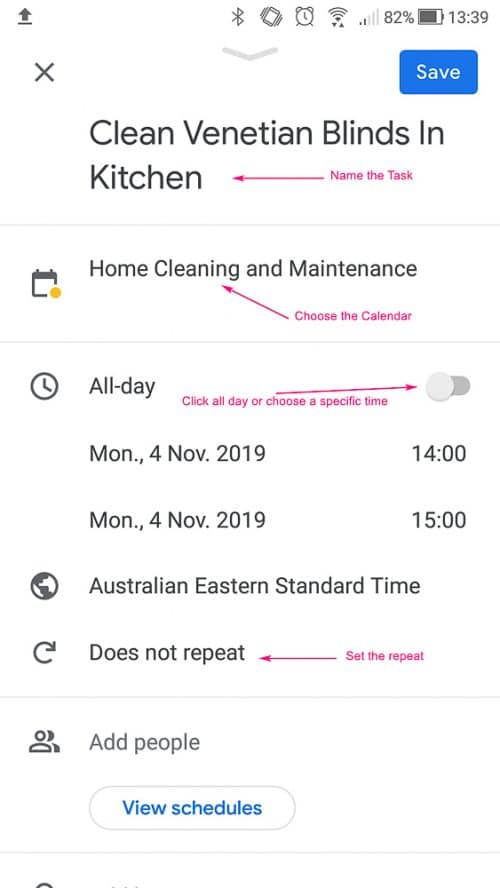 Google Calendar Cleaning Schedule and Home Maintenance Schedule