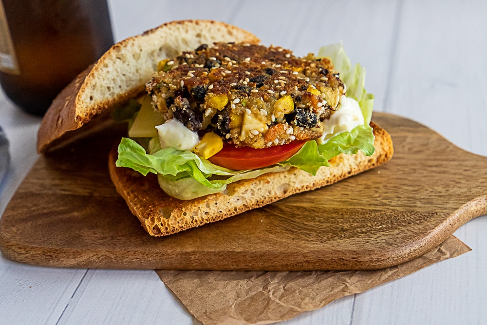 Quinoa black bean and feta patties