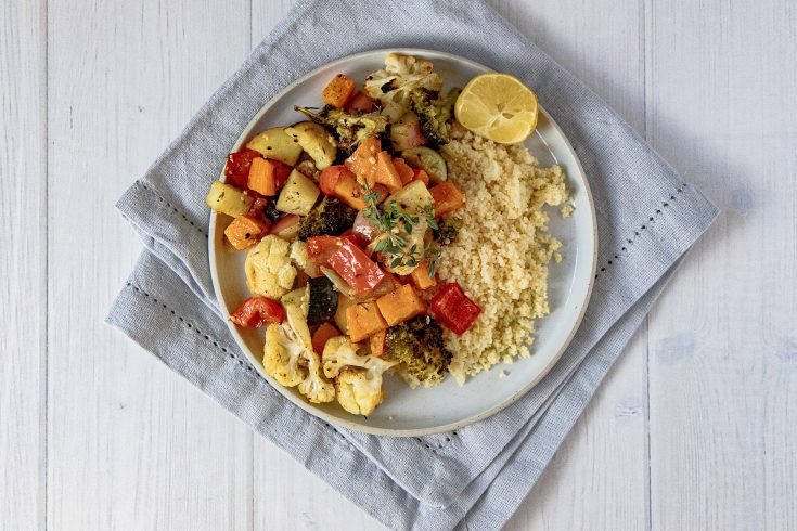 lemon and thyme vegetables with couscous