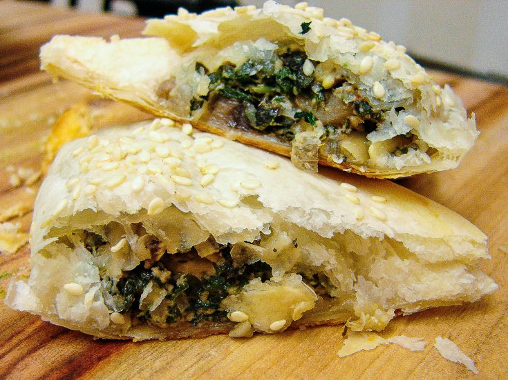 silverbeet and musroom pastries