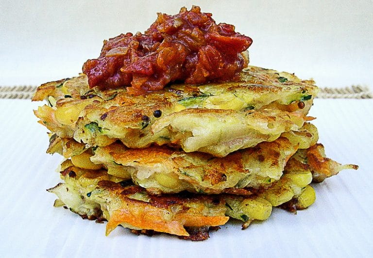 Tasty Vegetable Fritters with Tomato Relish