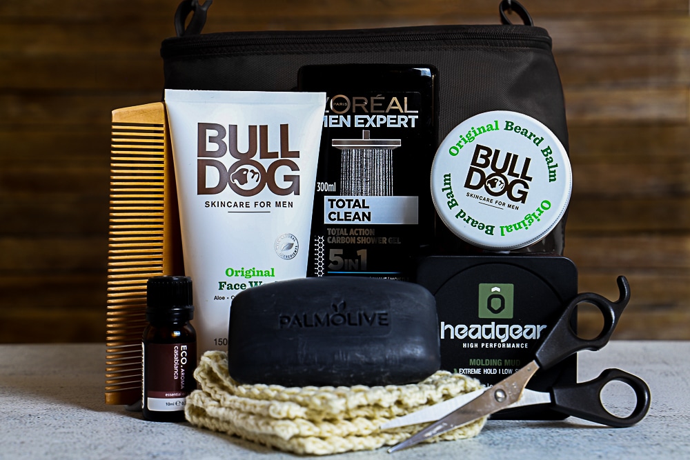 DIY toiletries gift hamper for men