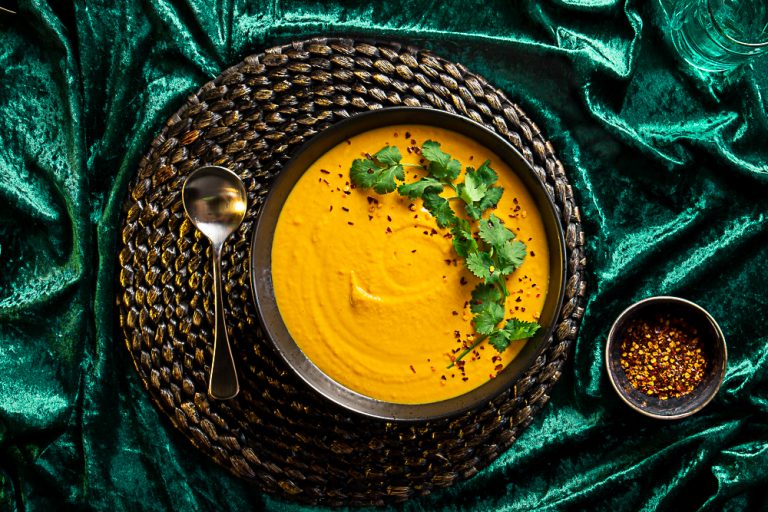 Sweet Potato and Carrot Soup with Cumin and Coconut milk