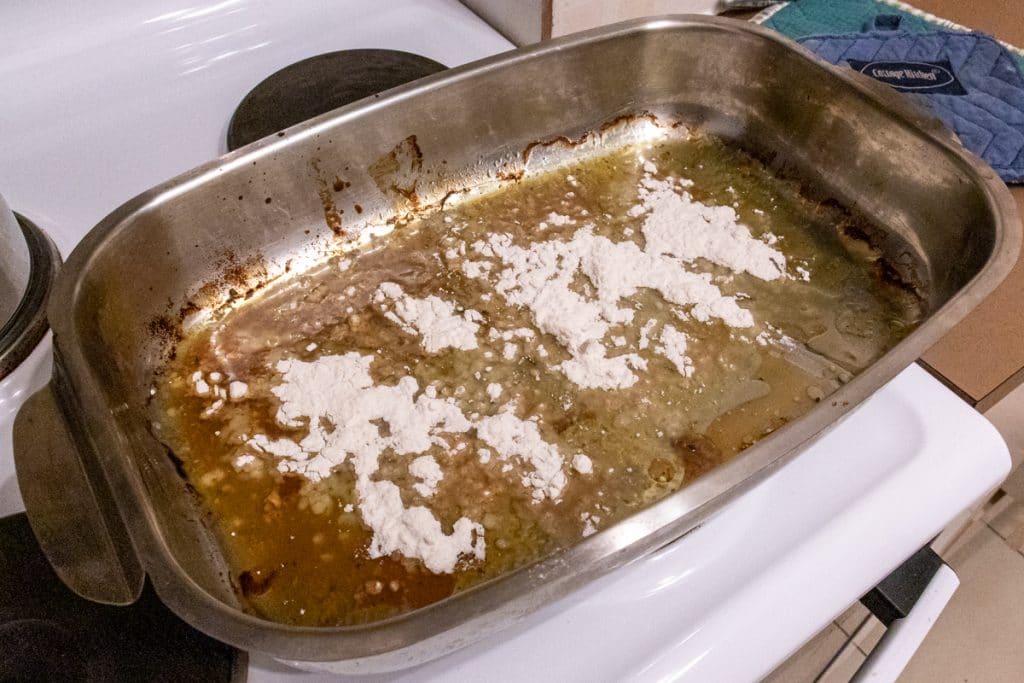 add flour to pan juices to make gravy