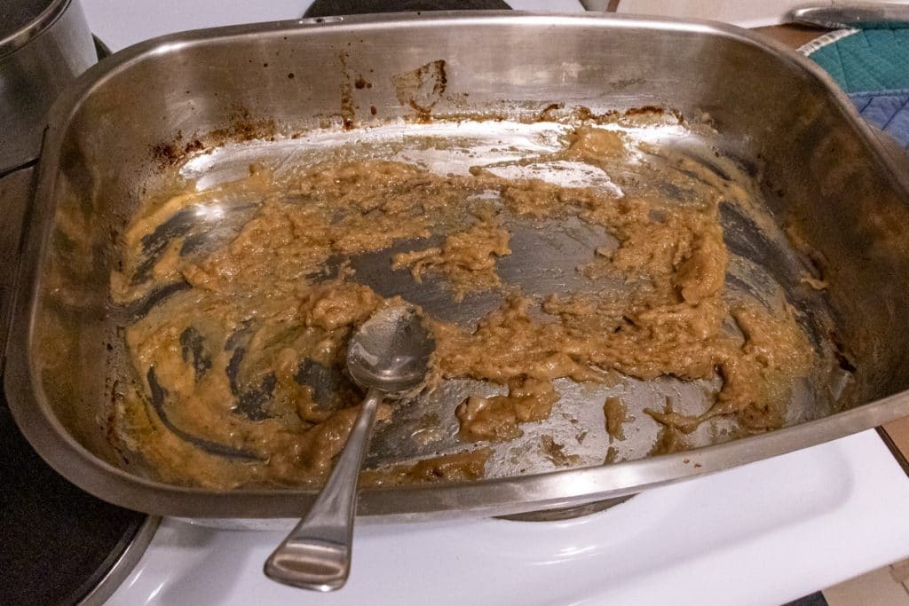 cook off flour before adding stock to make gravy