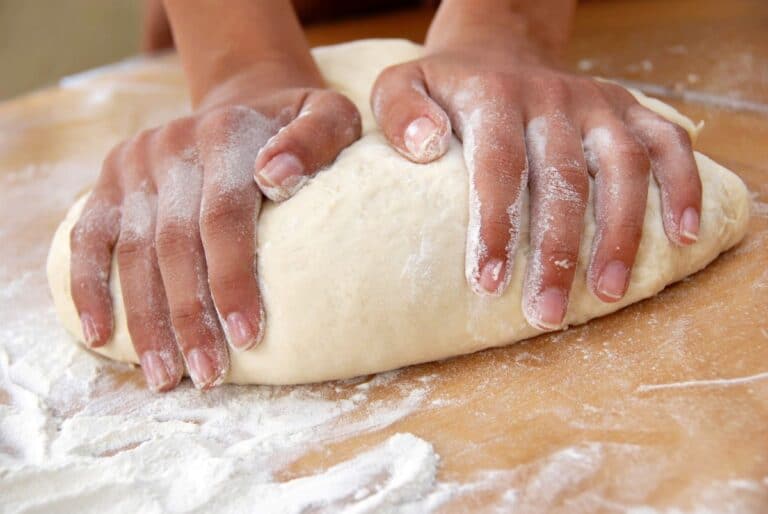 kneading bread