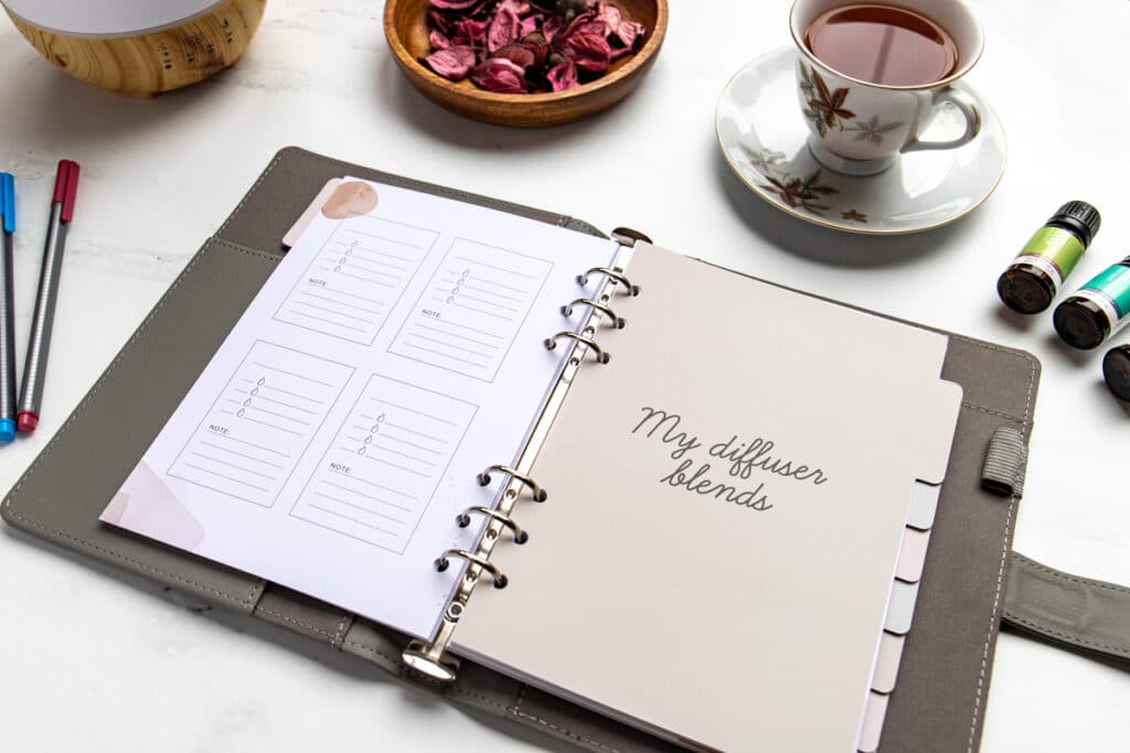 essential oil journal blends page