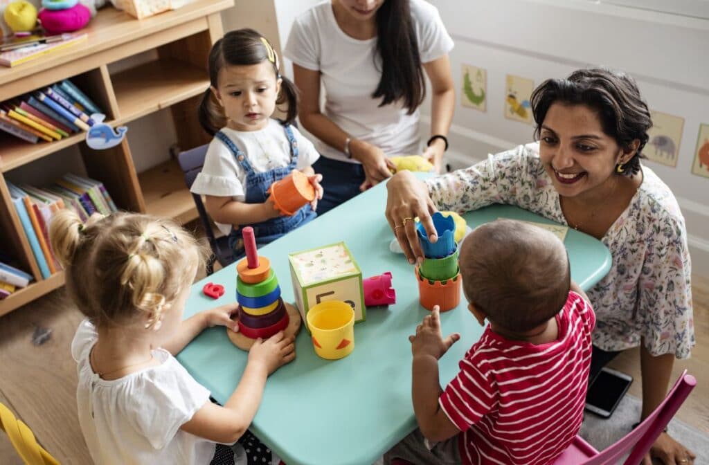 childcare centre with teacher and children