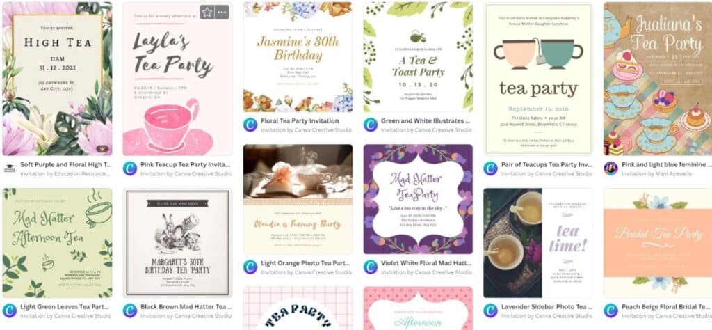 invitation templates in Canva