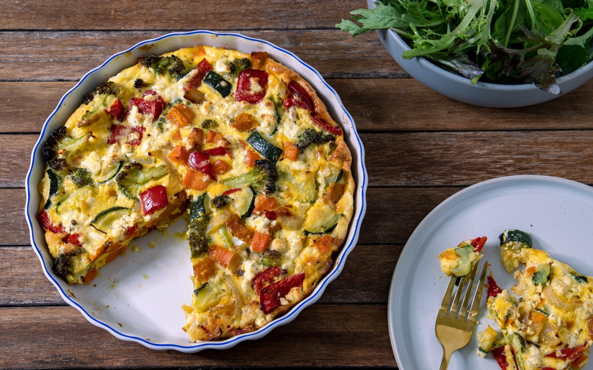 Roast Vegetable Frittata Using Leftovers