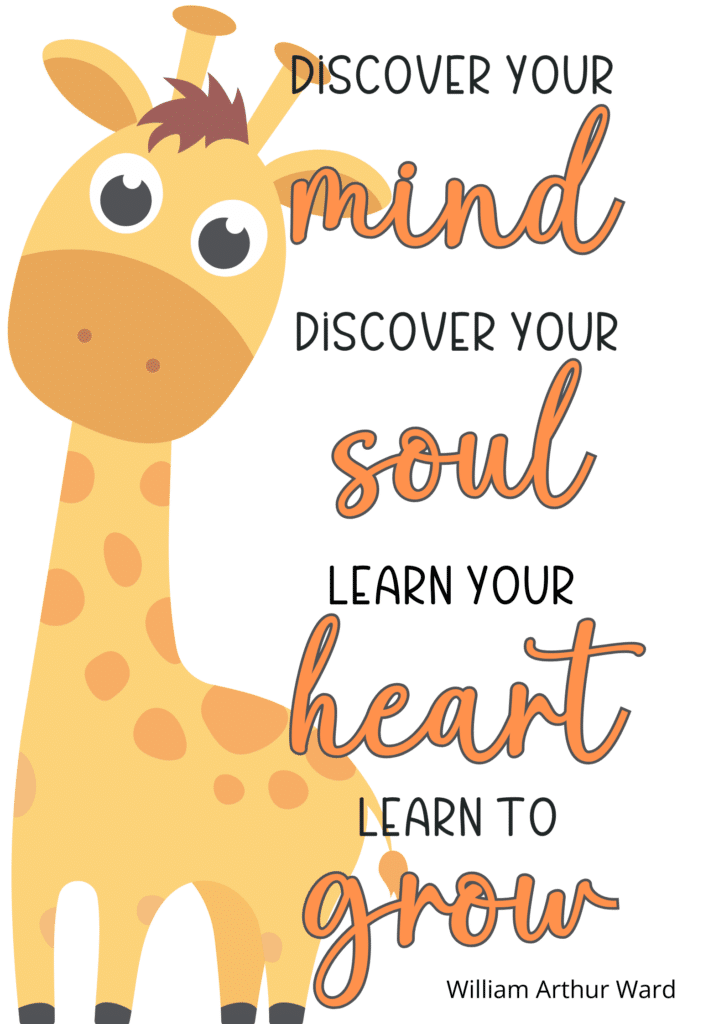 kids wall art quote with a giraffe