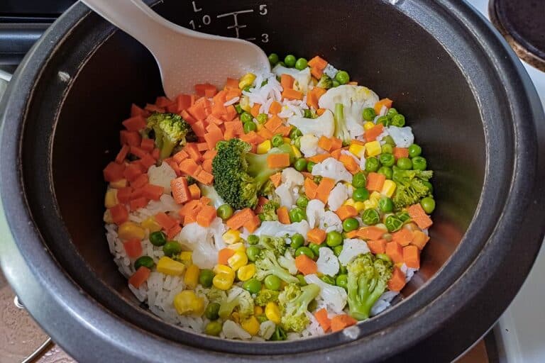 rice and veg cooked with broccoli