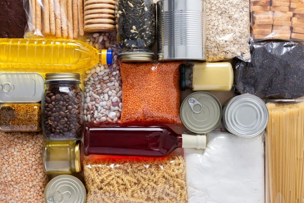 a selection of pantry items representing a pantry challenge