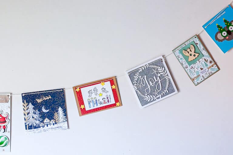upcycled christmas card garland feature